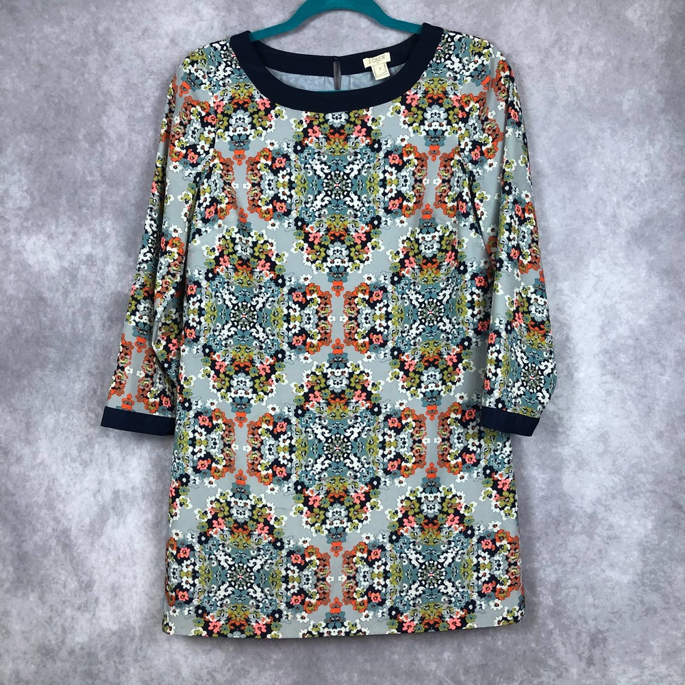 J. CREW Mini Dress Floral Shift Long Sleeves Size 2